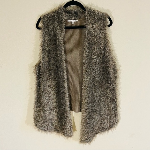 Cabi woman open front vest size large cotton alpaca mohair blend soft furry - Picture 1 of 7